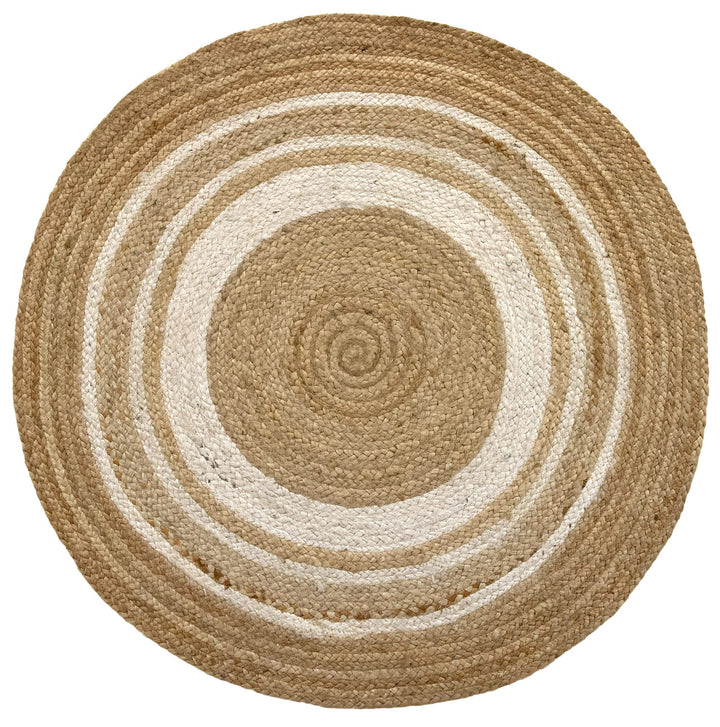 HAMID Jute Teppich Rund, Alhambra Teppich Handgewebt 100% Naturfaser de Jute, Wohnzimmer, Schlafzimm
