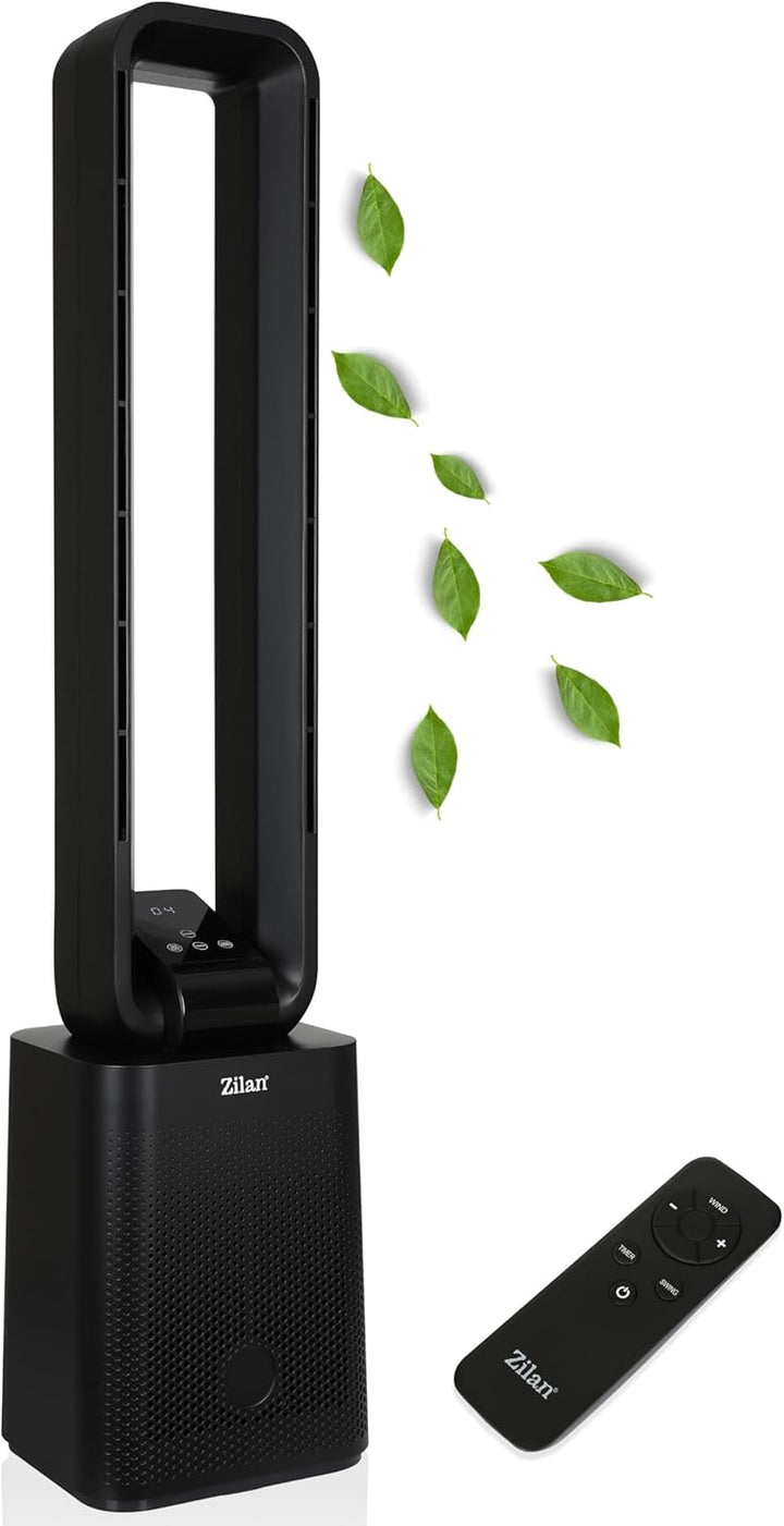 Zilan Turmventilator sehr leise mit Kühlung Standventilator mit Fernbedienung energiesparend oszilli