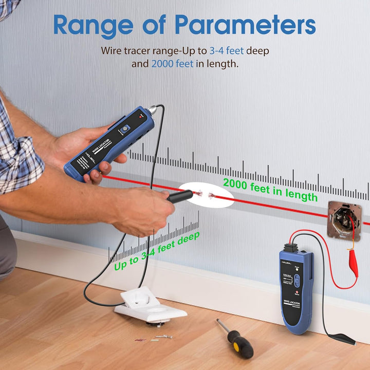 KOLSOL Unterirdischer Kabelsucher, Kabeltester F02 Pro zum Auffinden von Drähten und Steuerdrähten,
