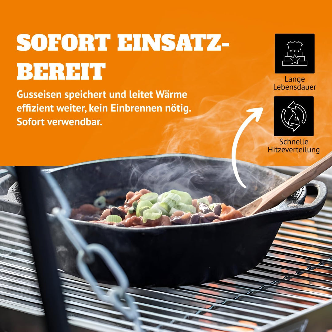 Petromax Gusseisen-Feuerpfanne - Gusseiserne Pfanne mit Henkeln, 20 cm | Für Induktion, Gas, Grill u