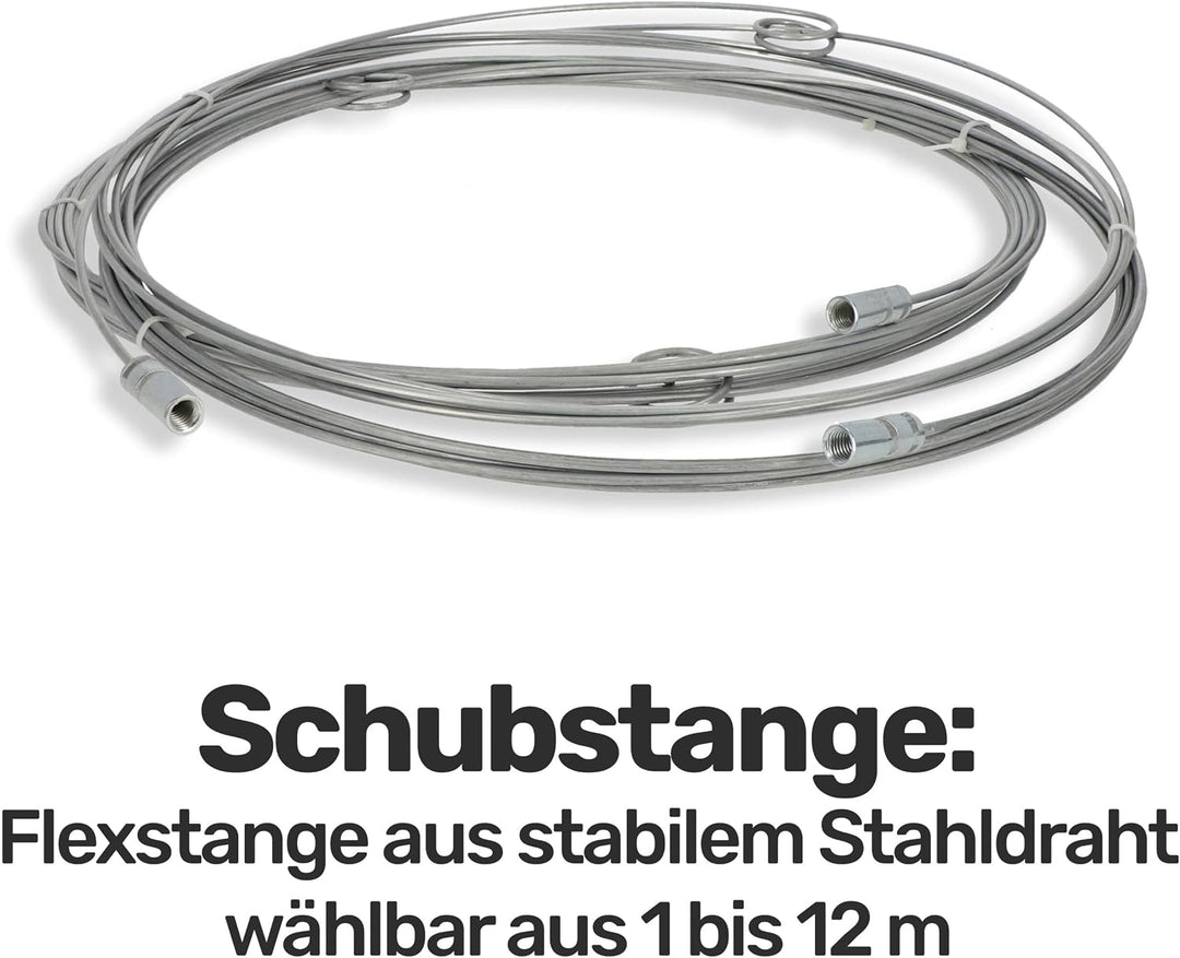 Renomo24 Schornsteinbesen Federstahl | Schubstange 3m | Besengrösse 300mm | Reinigungsset für effizi