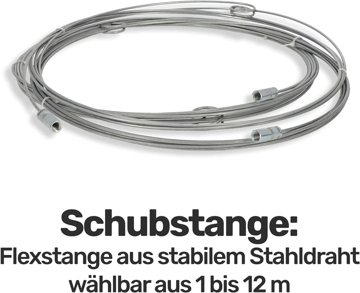Renomo24 Schornsteinbesen Federstahl | Schubstange 3m | Besengrösse 300mm | Reinigungsset für effizi
