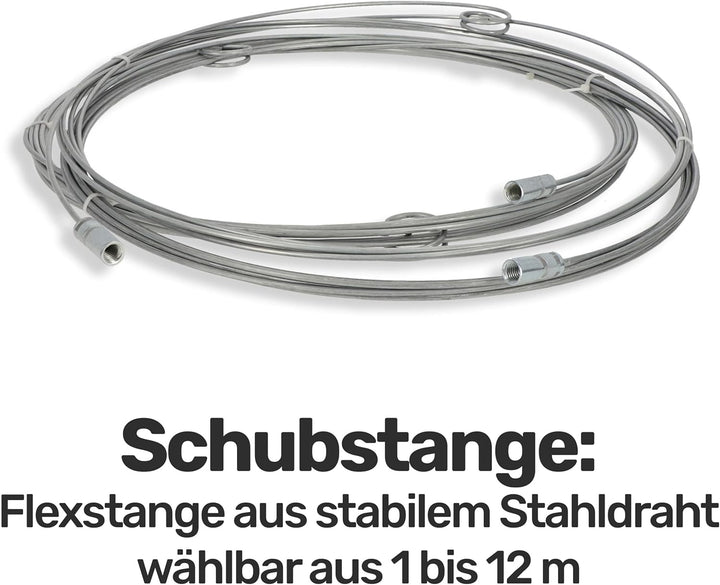 Renomo24 Schornsteinbesen Federstahl | Schubstange 3m | Besengrösse 300mm | Reinigungsset für effizi