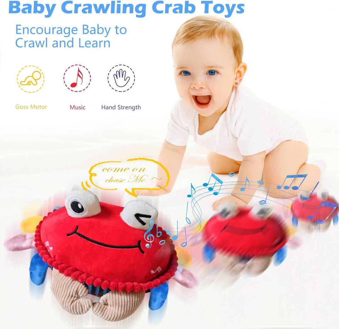 Cokomono Krabbe Baby Spielzeug ab 6 Monate, Musikalische Krabbelspielzeug mit Sensor, Crawling Crab