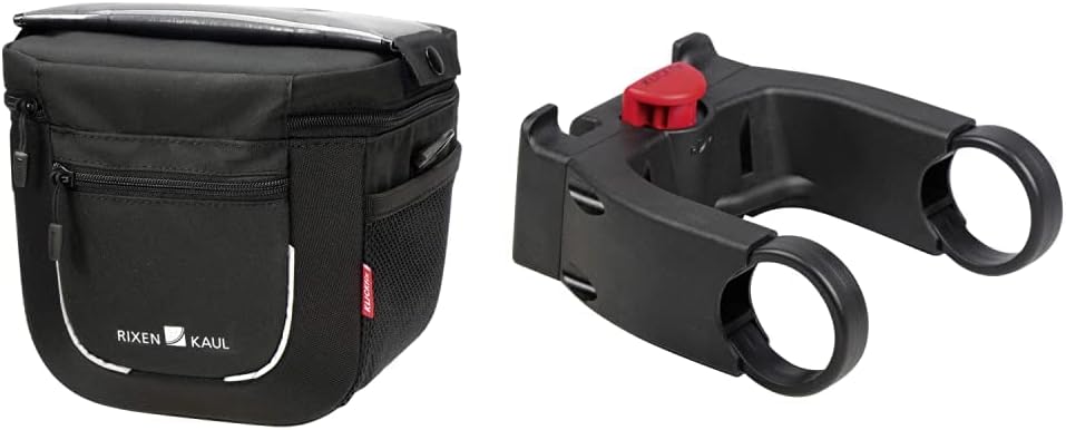 KlickFix Aventour Compact Stuurtas, Black, 3 Liter Bundle mit Lenkeradapter Ohne Schloss, Bundle mit