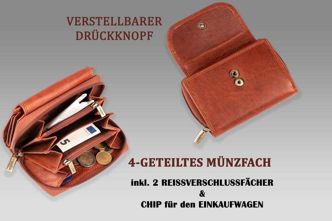 MATADOR Leder Damen Portemonnaie Gross Viele Fächer TüV geprüfter RFID & NFC Schutz inkl. edler Gesc