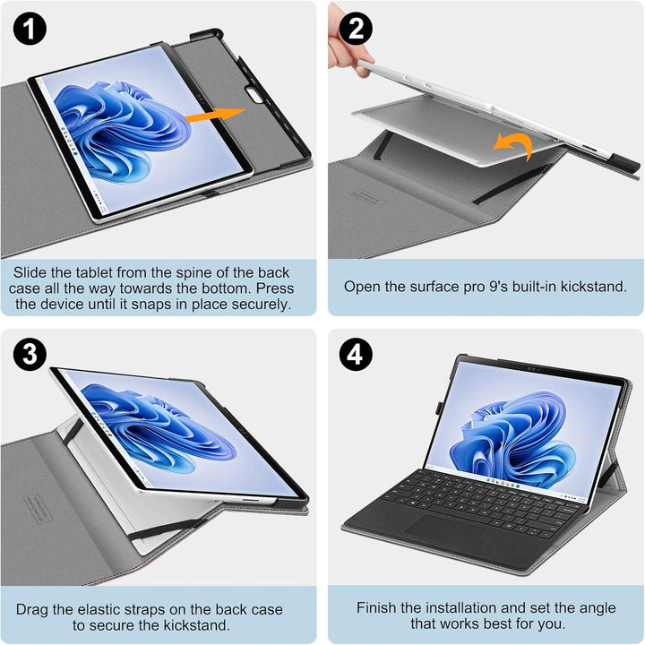 Fintie Hülle für Microsoft Surface Pro 11/10 / 9 (2024-2022) 13 Zoll - Multi-Sichtwinkel Kunstleder