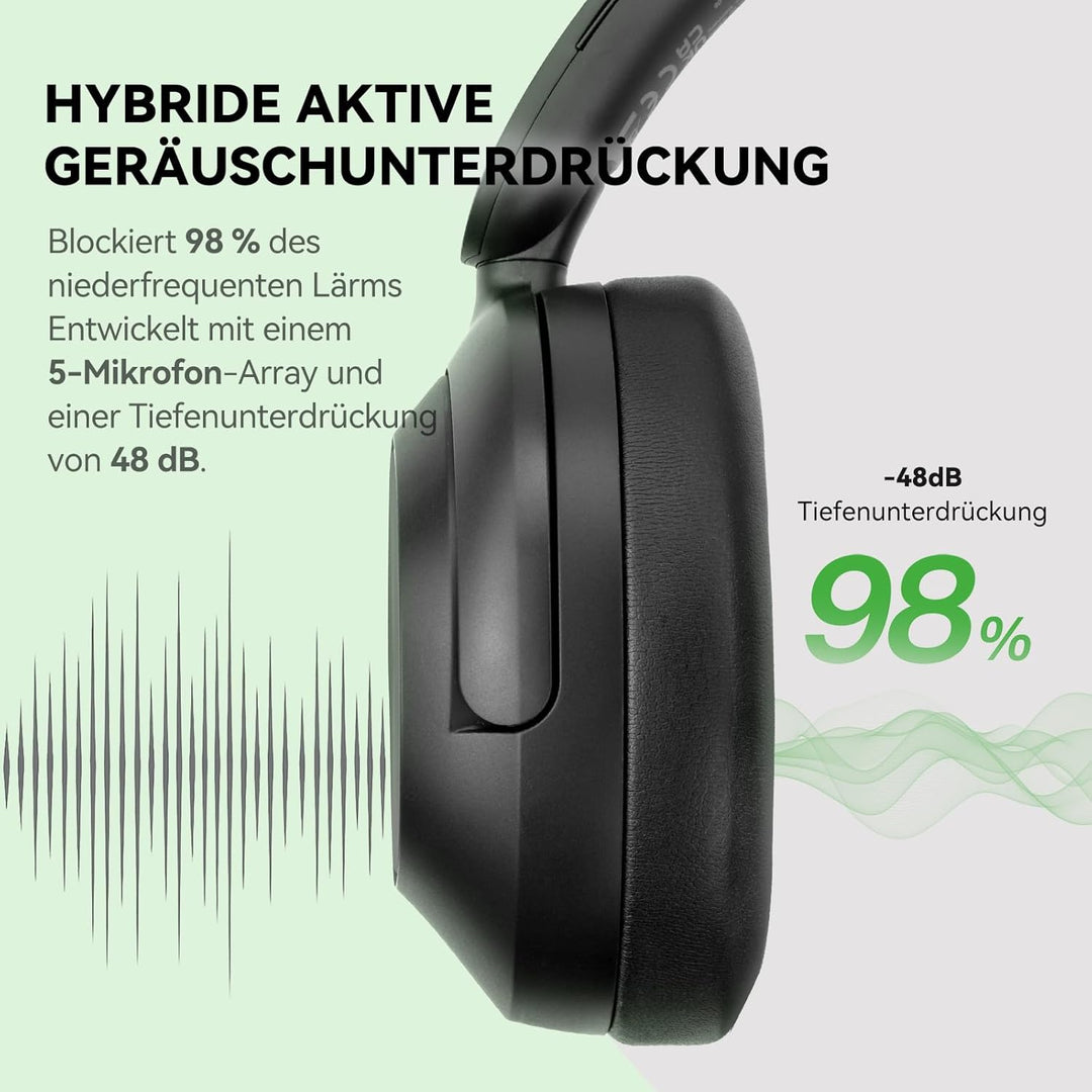 OneOdio Focus A6 Hybrid Active Noise Cancelling Kopfhörer – 75h Spielzeit, LDAC Hi-Res Sound, Blueto