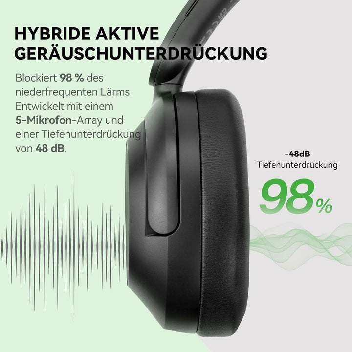 OneOdio Focus A6 Hybrid Active Noise Cancelling Kopfhörer – 75h Spielzeit, LDAC Hi-Res Sound, Blueto