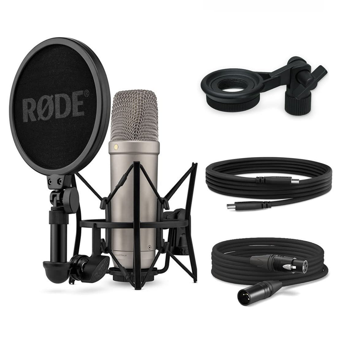 Rode NT1 5th Generation XLR USB Studio-Mikrofon Silver + keepdrum MSA033 Halterung Mit Mikrofonhalte