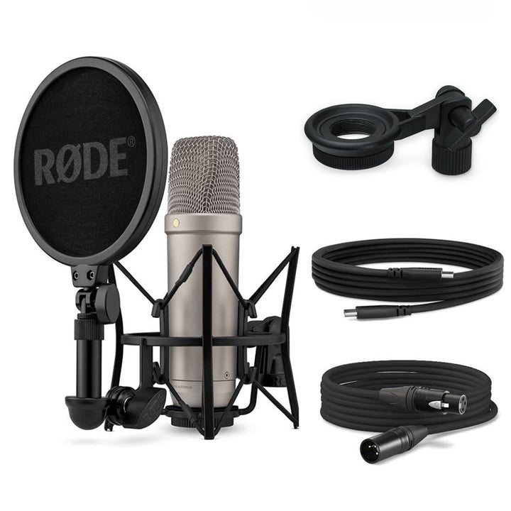 Rode NT1 5th Generation XLR USB Studio-Mikrofon Silver + keepdrum MSA033 Halterung Mit Mikrofonhalte