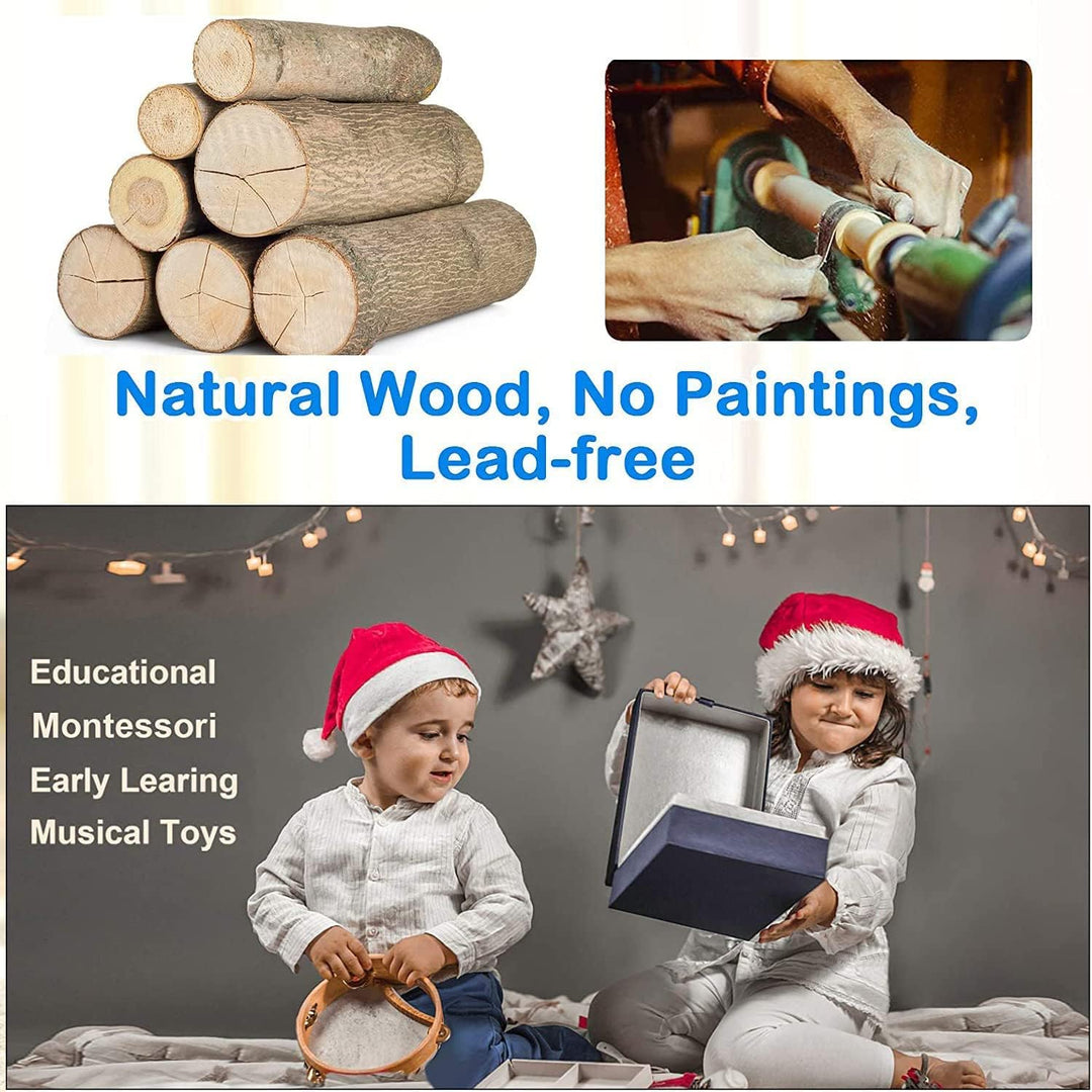 Johgee Musikinstrumente Set für Kinder, Kinderspielzeug ab 3 Jahre, Holz Percussion Set Schlagzeug S