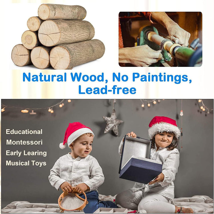 Johgee Musikinstrumente Set für Kinder, Kinderspielzeug ab 3 Jahre, Holz Percussion Set Schlagzeug S