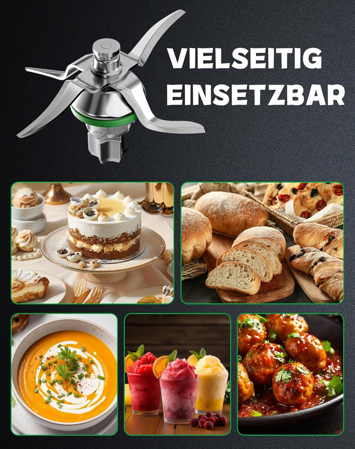 Messer für Vorwerk Thermomix TM5, TM6 und TM7 – Edelstahl Mixmesser & Teigmesser mit Dichtring, pass