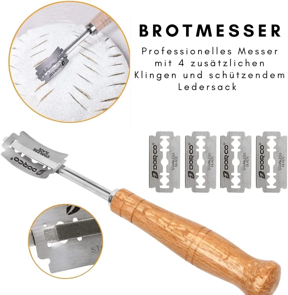 Set zum Brotbacken – knuspriges Brot selber machen inkl. Gärkorb, Teigkarte, Teigrührer, Bäckermesse
