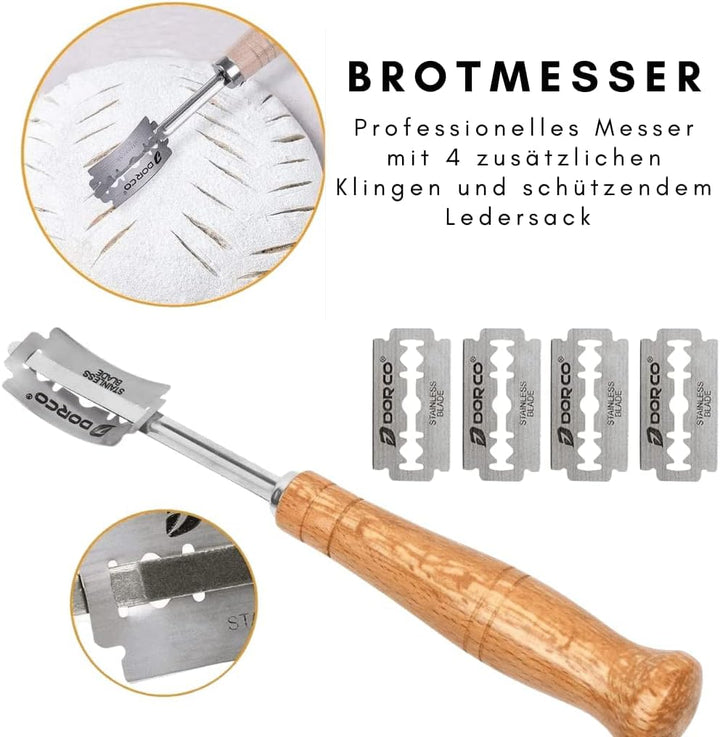 Set zum Brotbacken – knuspriges Brot selber machen inkl. Gärkorb, Teigkarte, Teigrührer, Bäckermesse
