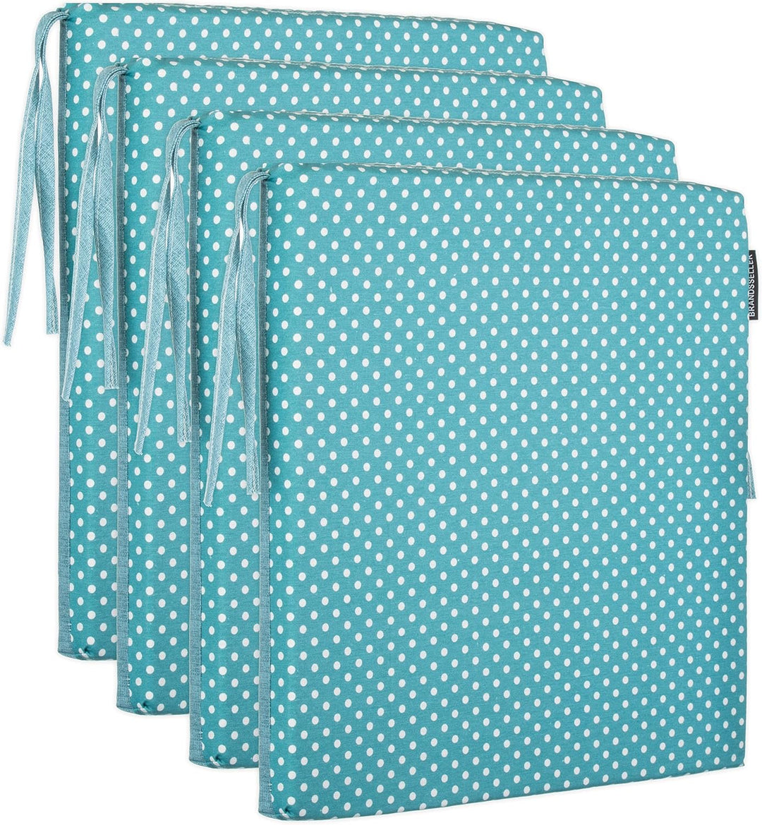 Brandsseller 4er Set Sitzkissen 40x40 cm mit Punkten – Bequeme Stuhlauflagen mit Bindebändern & abne