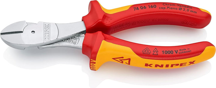 Knipex Kraft-Seitenschneider verchromt, isoliert mit Mehrkomponenten-Hüllen, VDE-geprüft 160 mm 74 0