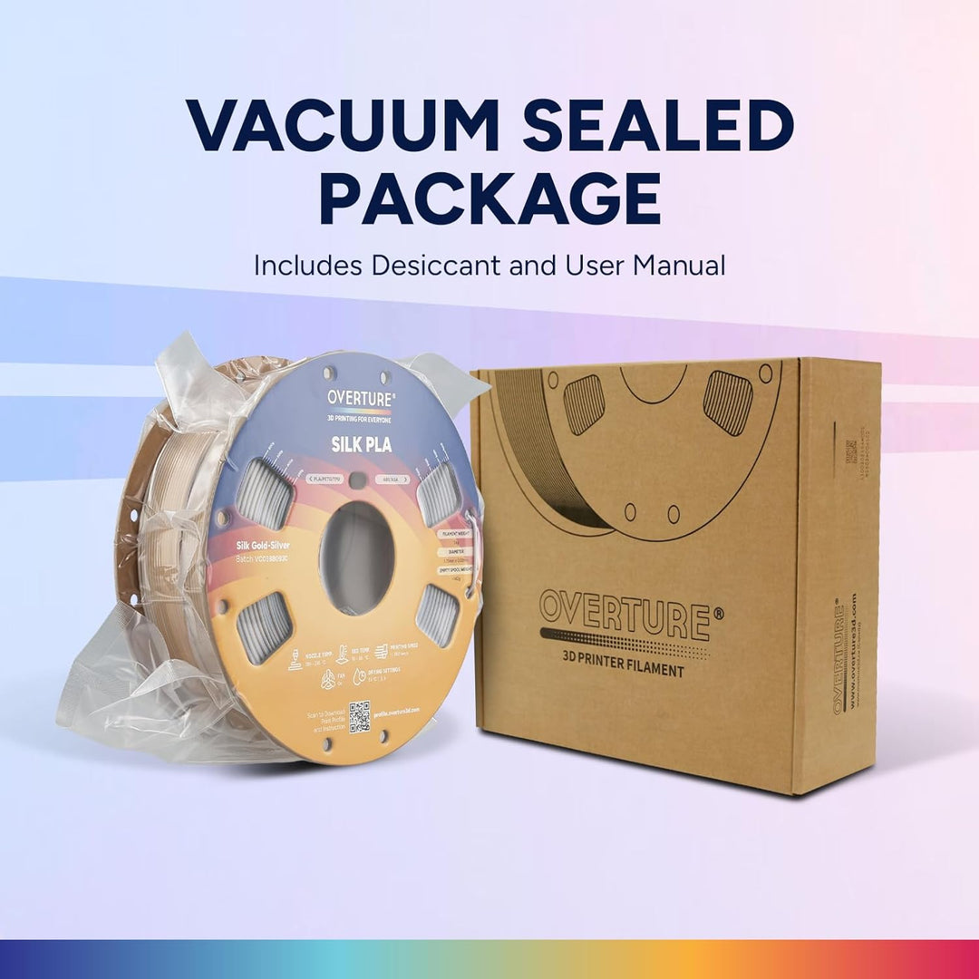 OVERTURE Silk PLA Zweifarbig Filament 1.75mm für 3D Drucker, 1kg Spule (2.2lbs), Massgenauigkeit +/-