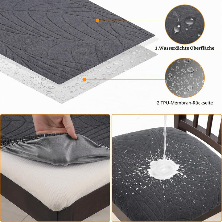 Fuloon Stuhlbezug Sitzfläche 4er Set, Stretch Stuhl Sitzbezüge für Esszimmer, Abnehmbare Waschbar Be