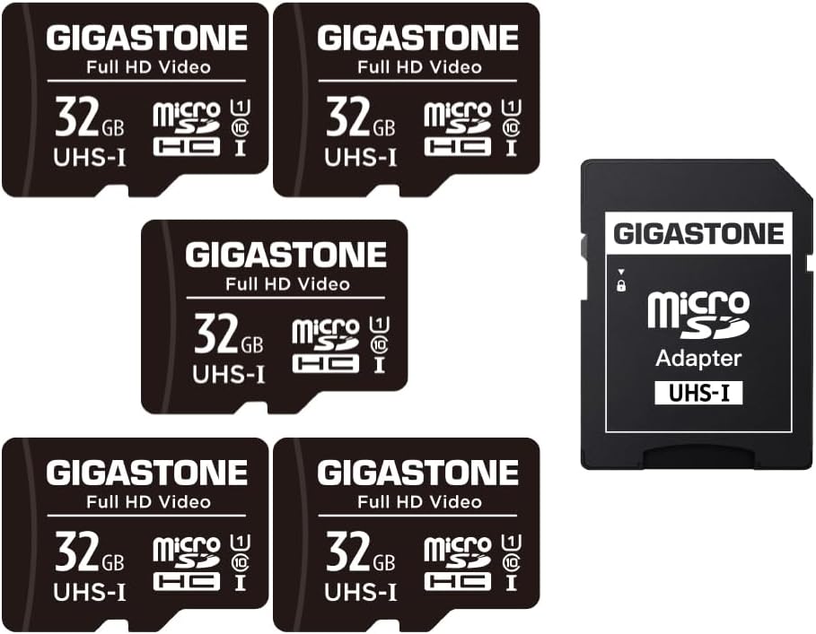 Gigastone 32GB MicroSDHC Speicherkarte 5er-Pack + SD Adapter, für Action-Kamera, GoPro, Drohne und T