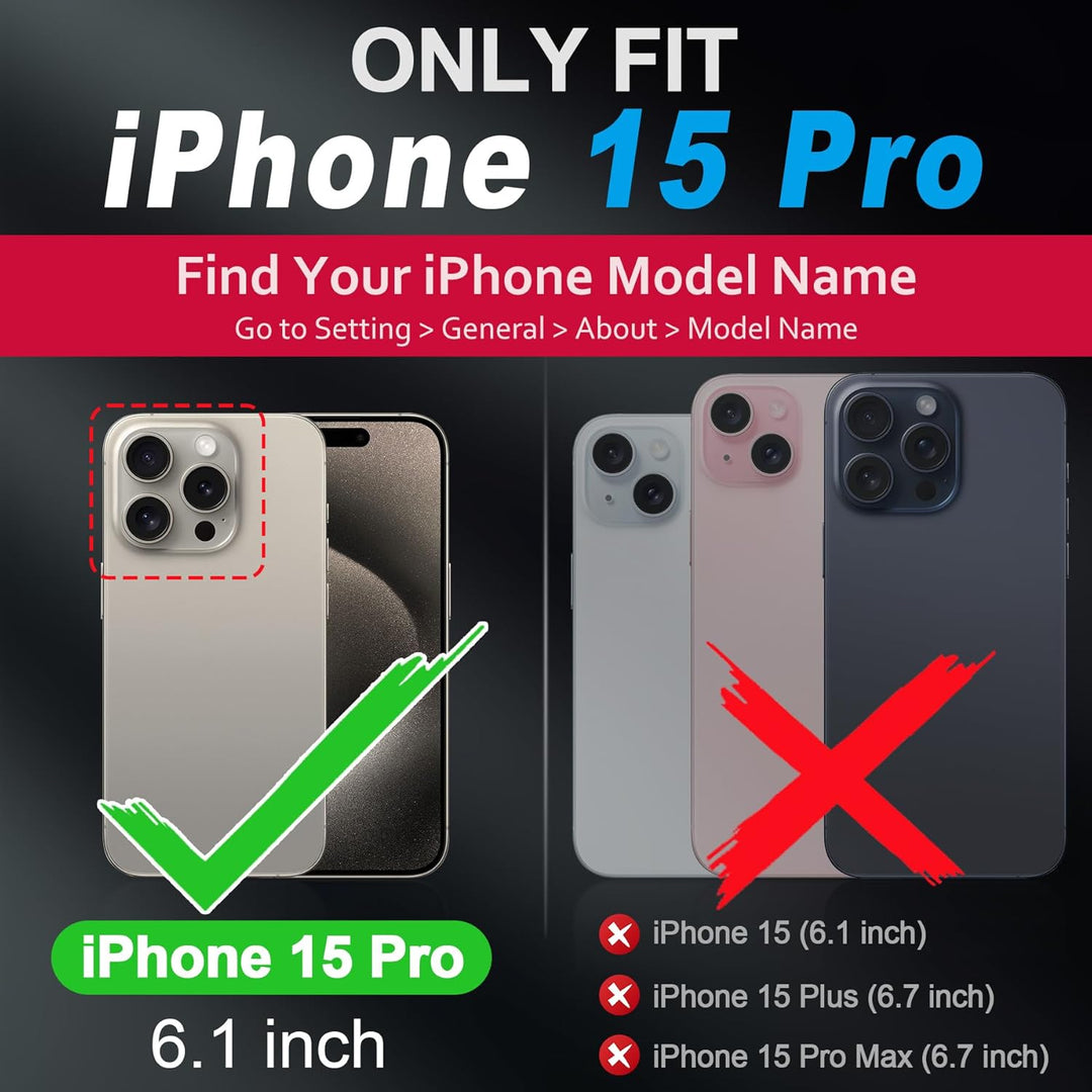 SHIELDON Hülle für iPhone 15 Pro Handyhülle Dünn Case [Echtleder] [Kabellos Laden] [Anti-Fingerabdru