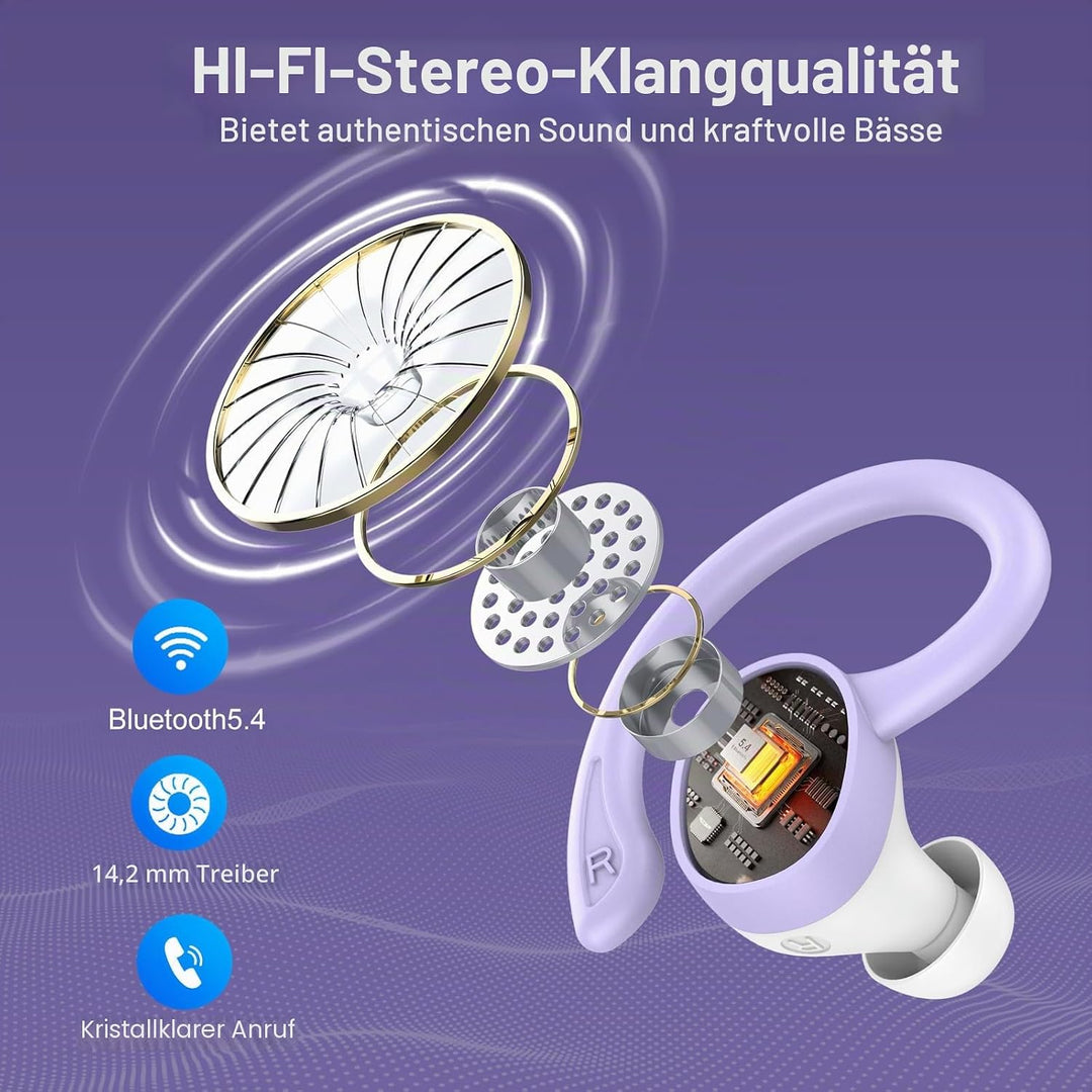Bluetooth Kopfhörer, Kopfhörer Kabellos Bluetooth 5.4 Sport, 68 std Spielzeit In Ear Kopfhörer mit 4