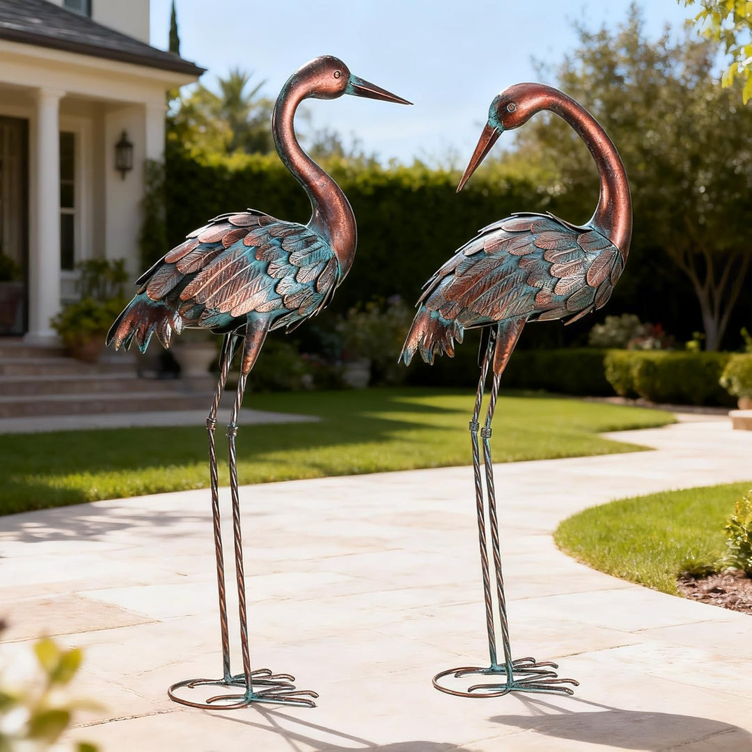 Kranich Gartenstatuen Outdoor Metall Reiher Hof Kunst Vogelskulptur für Rasen Terrasse grosse Grösse