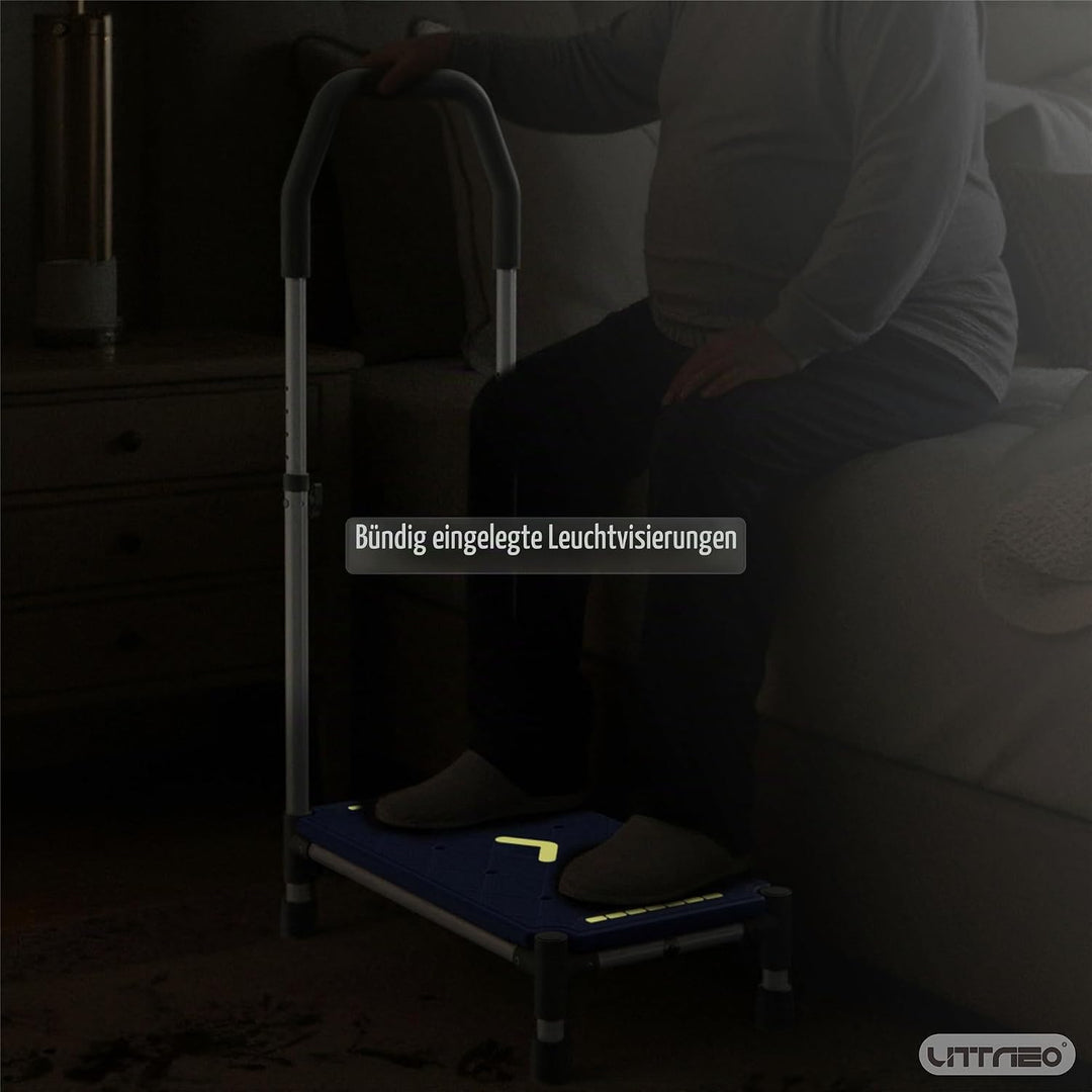 Tritthocker 55cm Trittfläche–Armlehnen höhenverstellbar,bis 225 kg,Nachtleuchtstreifen,rutschfest–Fü