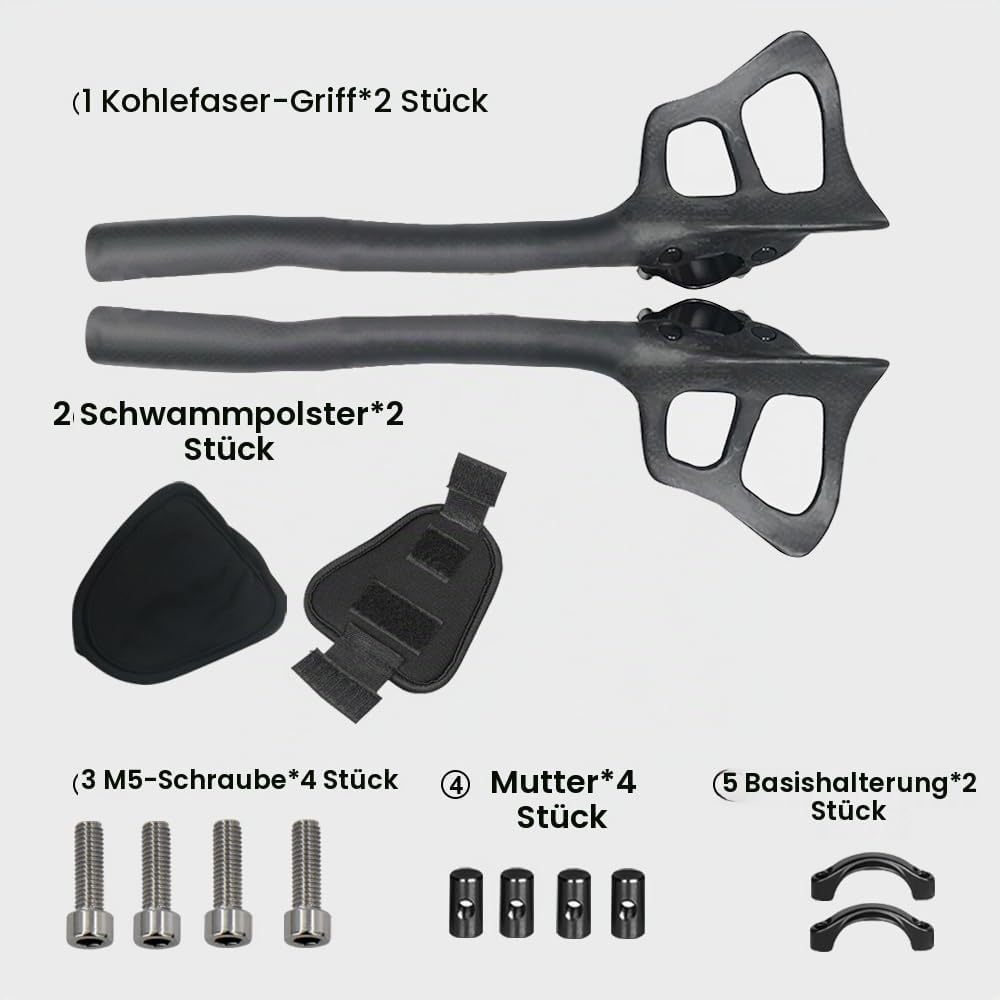 Alfa Pasca Triathlon Lenkeraufsatz Aero Triathlon Lenker Carbon 340mm Triathlon Fahrrad Lenker 3K Ma