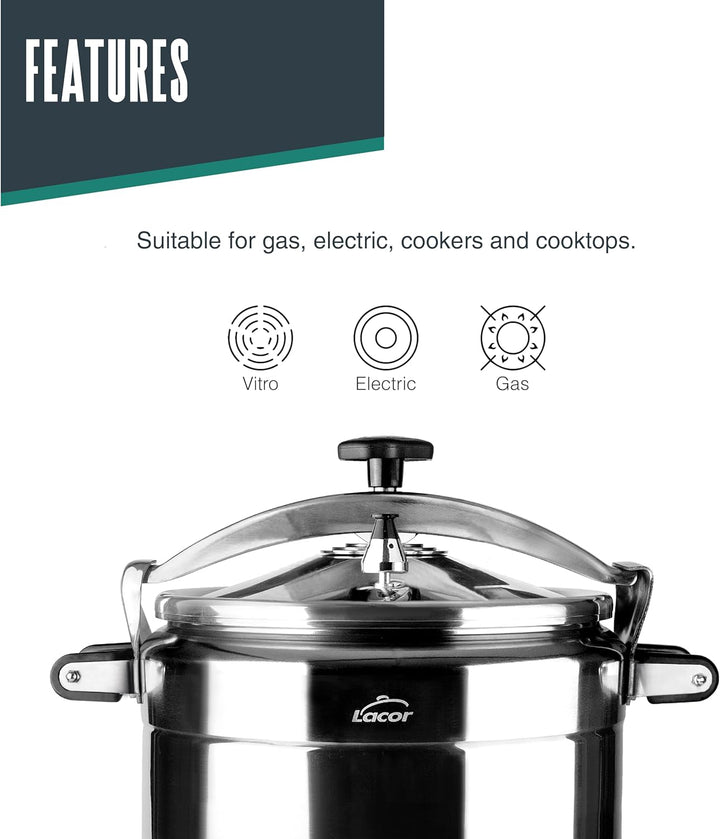 Lacor SCHNELLKOCHTOPF 4 L PRO-Classic, Aluminium, Grey, 46 x 34 x 35 cm