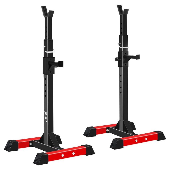ISE Hantelständer Squat-Rack mit 6 Höhenverstellbar Langhantelablage,2 Einzelnen Ständern,Aus pulver