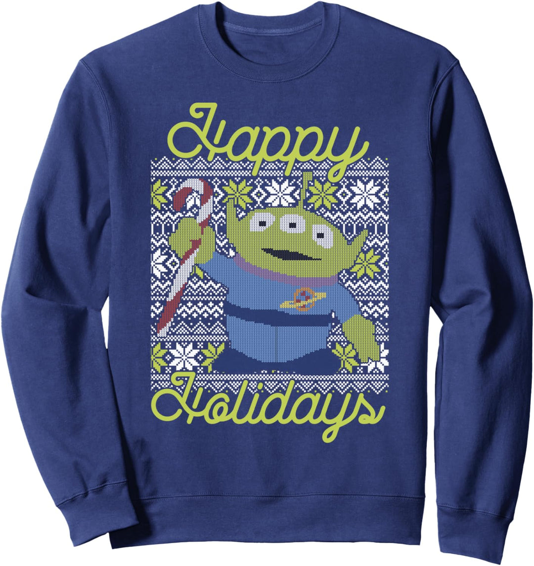 Disney Pixar Toy Story Alien Happy Holidays Text Sweatshirt