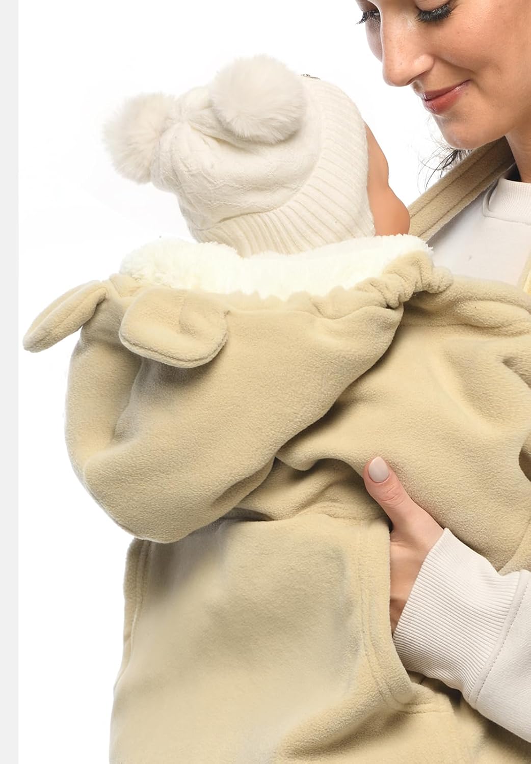 Mija - Tragecover, Universal Bezug für Baby Carrier/Tragetücher/Cape 4023 (Beige/Weiss), Beige/Wei&#