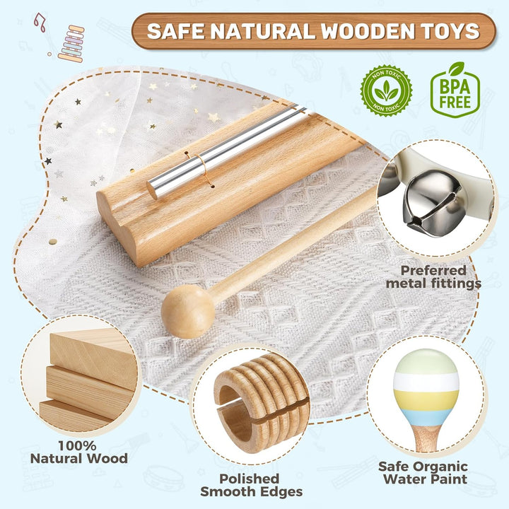 Musikinstrumente Kinder ab 3 Jahre, Montessori Musikalische Spielzeuge für Babies mit Xylophon Kinde