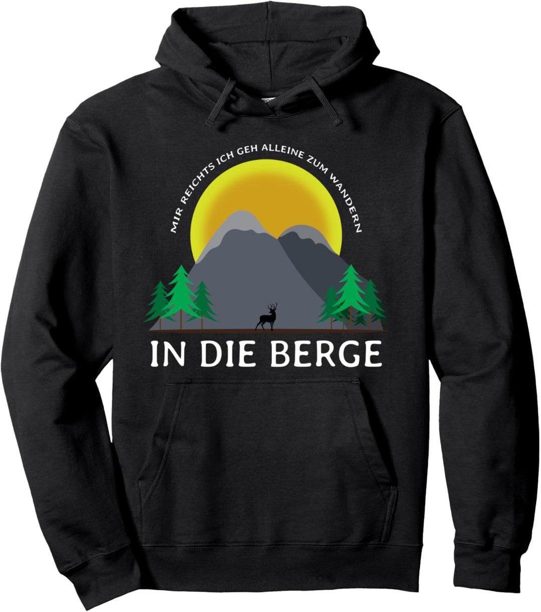 Wandern Berge Natur Hirsch Bergwandern Hoodie Pullover Hoodie