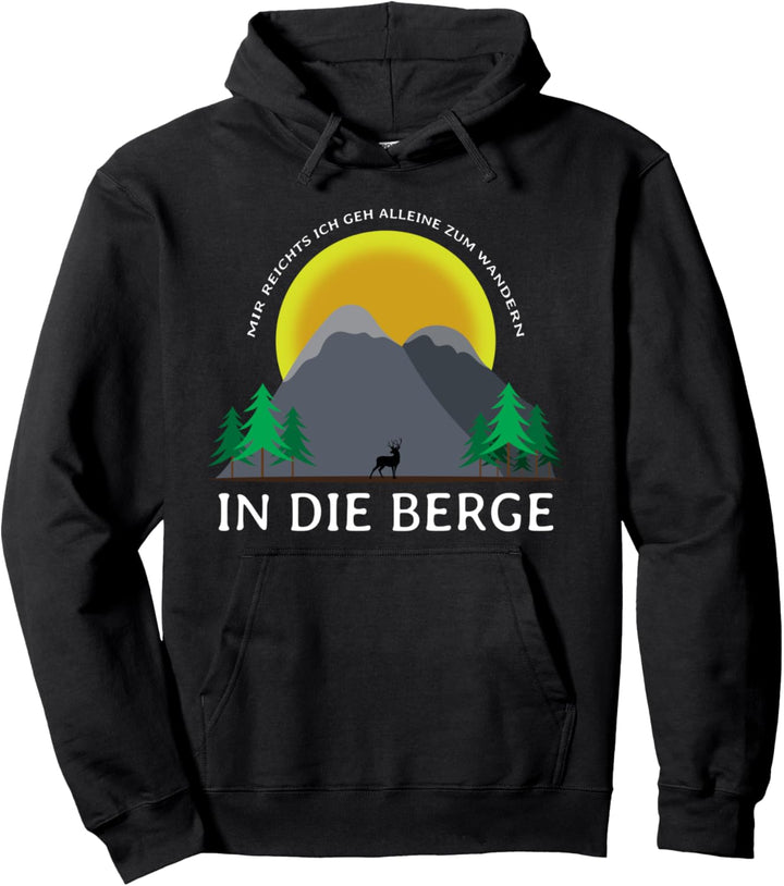 Wandern Berge Natur Hirsch Bergwandern Hoodie Pullover Hoodie