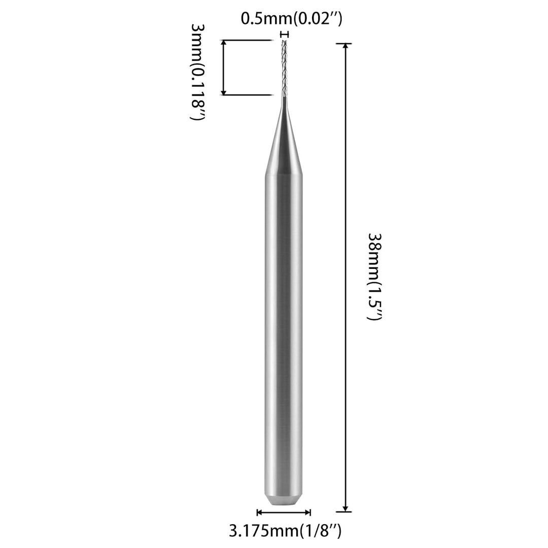 EU_HOZLY 3.175mm Hartmetall-Endfräser Gravierbits CNC-Leiterplatten-Maschinen 0.5mm Schneidkanten-Pa