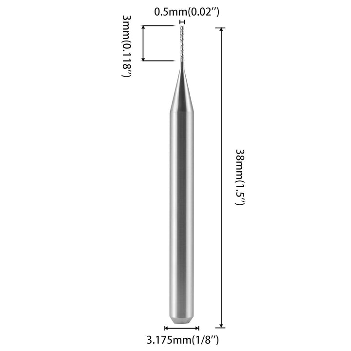 EU_HOZLY 3.175mm Hartmetall-Endfräser Gravierbits CNC-Leiterplatten-Maschinen 0.5mm Schneidkanten-Pa