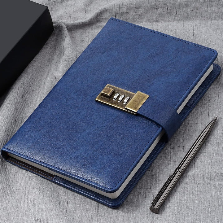 WEMATE Tagebuch mit Schloss, A5 PU Leder Journal mit Schloss 240 Seiten, Vintage Lock Journal mit St