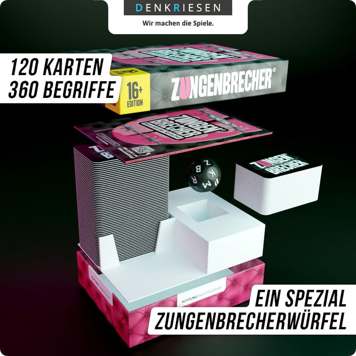 DENKRIESEN - Zungenbrecher© – Raus mit der Sprache! | Partyspiel | Ab 16 Jahren | 3-8 Spieler | Lust