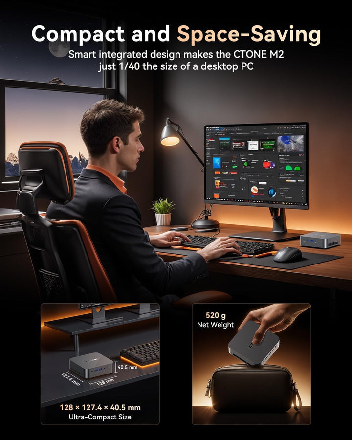 CTONE M2 Mini PC Intel Core i9-14900HX (bis 5,8 GHz), 32GB DDR4 1TB NVMe SSD, WiFi 6E, Bluetooth 5.3