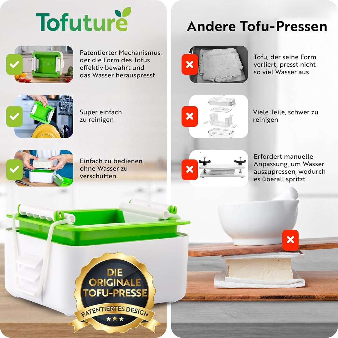 Tofu Press – Das Original, BPA-frei, spülmaschinenfest – Für festeren, schmackhafteren Tofu – Einfac