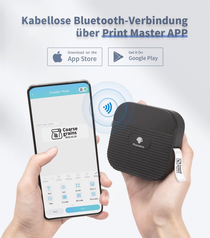 Phomemo Q31 Etikettendrucker, Mini Etikettiergerät Bluetooth, Beschriftungsgerät Selbstklebend 203 D