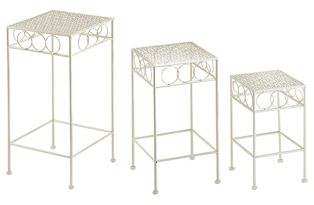 Kobolo Blumenhocker Pflanzenständer 3er Set Gartenständer Dekoständer Antik Cream