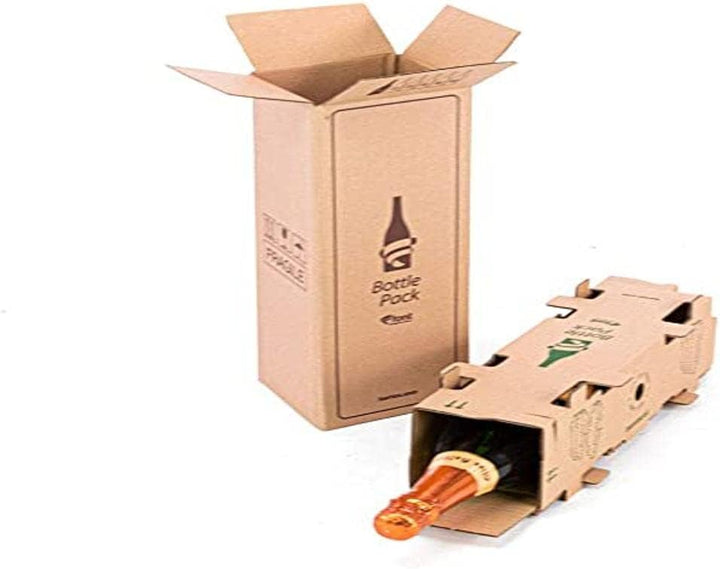 Packung mit 5 Versandkartons für Flaschen, Kapazität für 1 Flasche, mit interner Box, hoher Schutz,