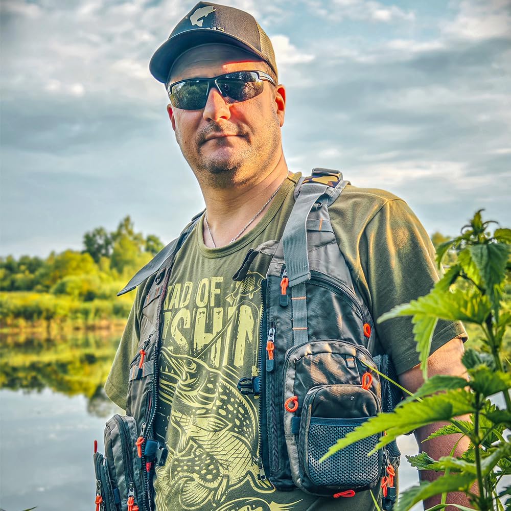 Kylebooker Fliegenfischen Weste Angelweste Einstellbare Grösse Maschen Multi-Taschen Jacke Einheitsg