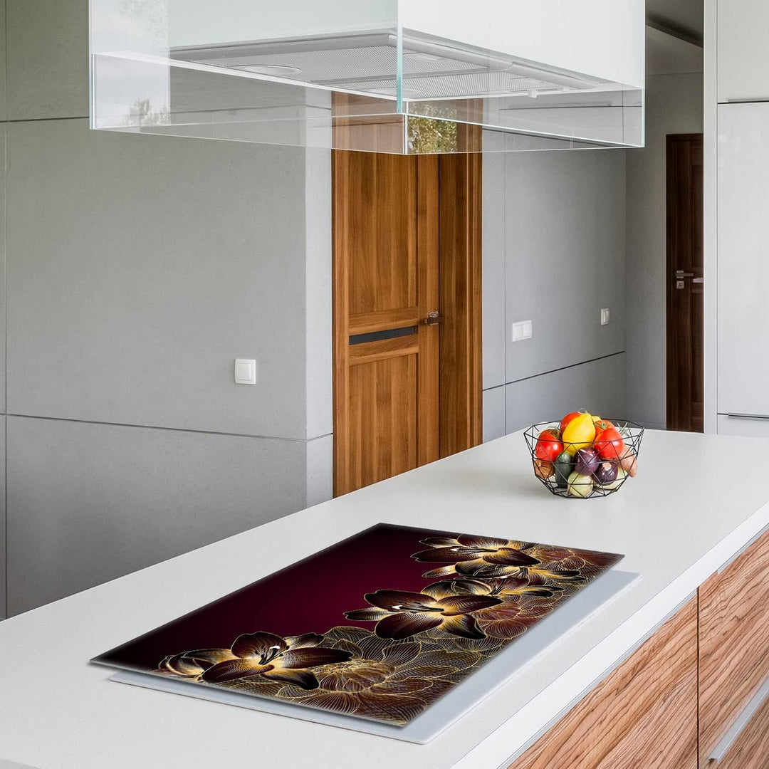 Herdabdeckplatte 80x52 cm 1-teilig Ceranfeldabdeckung Induktion Herdschutz Spritzschutz Glasplatte D