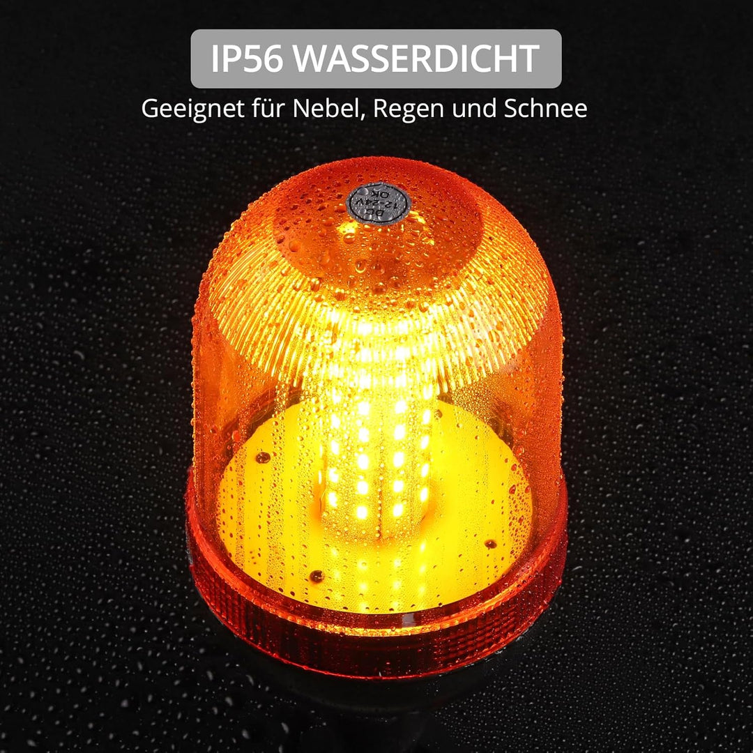 Justech 2x 80LED Rundumkennleuchte Rundumleuchte Warnleuchten LED Amber 12V/24V Blinkleuchte Staubdi