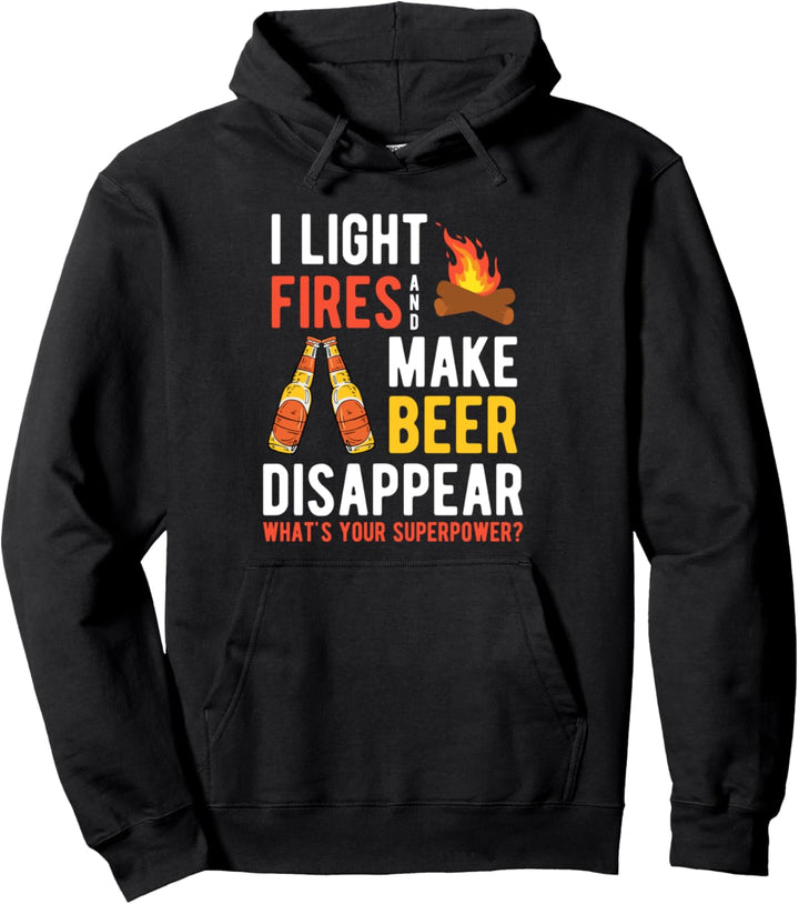 Ich zünde Feuer an und lasse Bier verschwinden Lustiges Pullover Hoodie